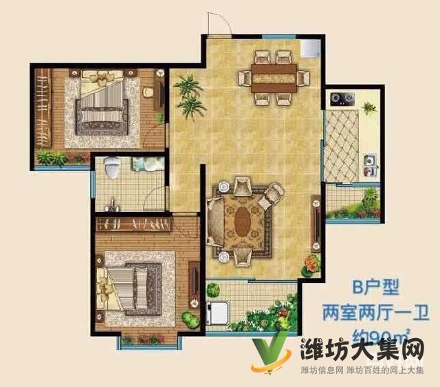 晨晟世紀城客廳朝陽 精裝修 92平方 房源精裝兩室