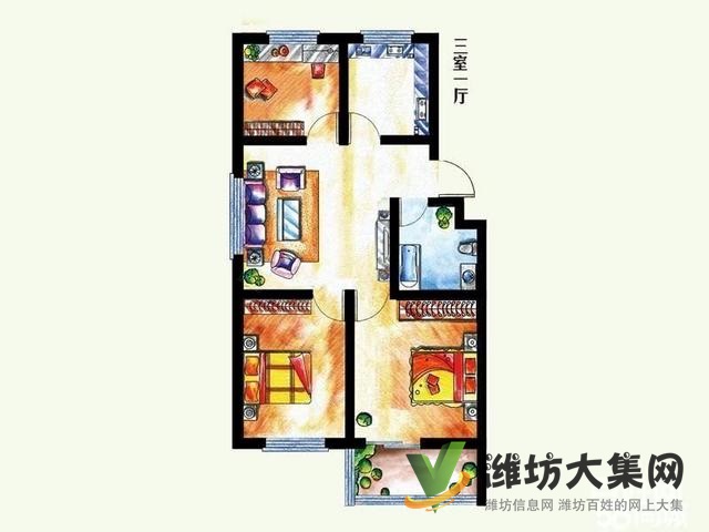濰州路北佳樂家近北商城114平米多層帶電梯三室精裝