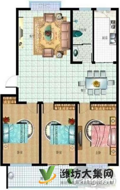 櫻園西區(qū)多層三樓104平米三室朝陽(yáng)新裝修無稅