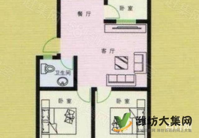 新華學校沃爾瑪近胡西組團小區3樓 東山 大三室 6