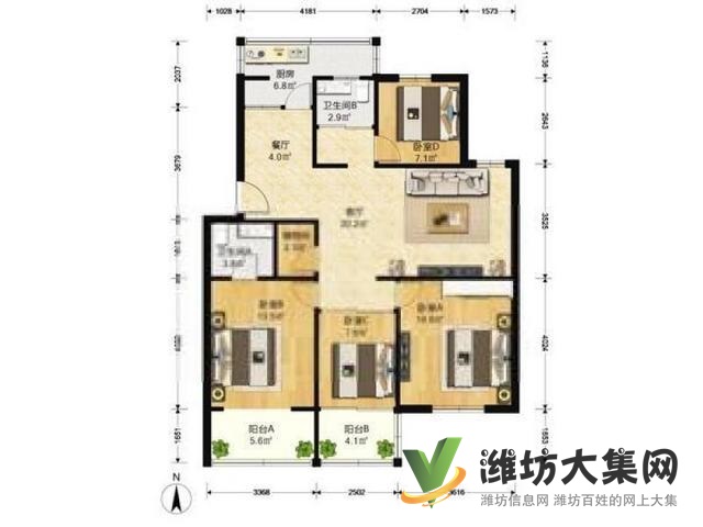 首付8萬 140平大四室虞河路附屬佳樂家育才近 虞