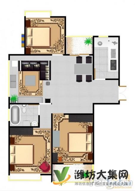 整租 |火車站南廣場(chǎng) 榮軍花園 多層2樓三室廳雙氣供暖130