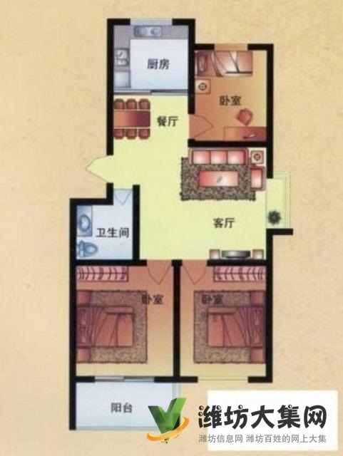 濰坊近 不山不頂 婚裝三室 送車位家具 稀 缺好房 急售可議