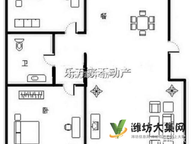 萬達濰坊中學近中央麗景精裝全齊兩室拎包入住可陪讀