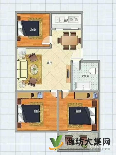 北海路 文華學(xué)校近新元盛景花園多層4樓精裝3室火急