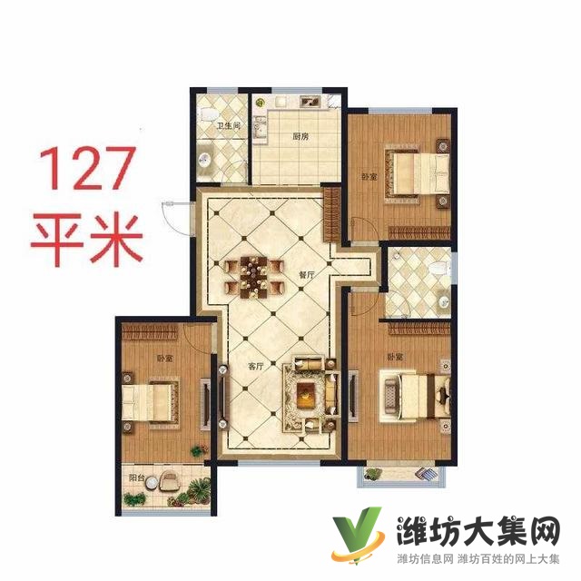 管委會錦程中學電梯洋房南北通透三室兩廳大H戶型127平74萬